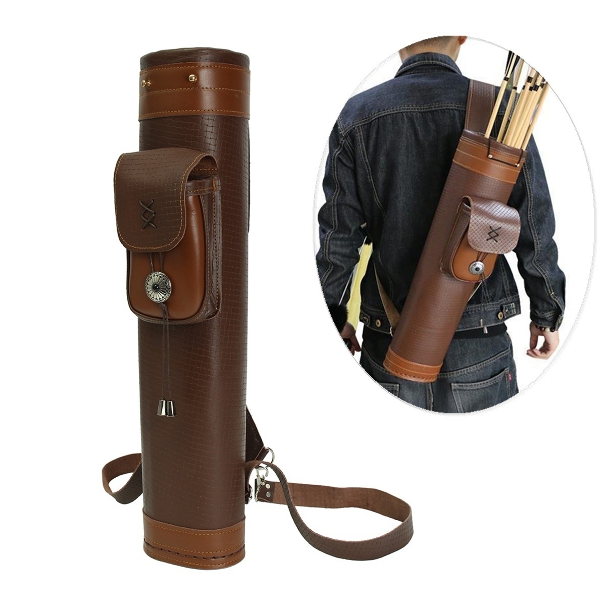Quiver Arrow Back - 뜨거운 전통 정품 가죽 양궁 뒤로