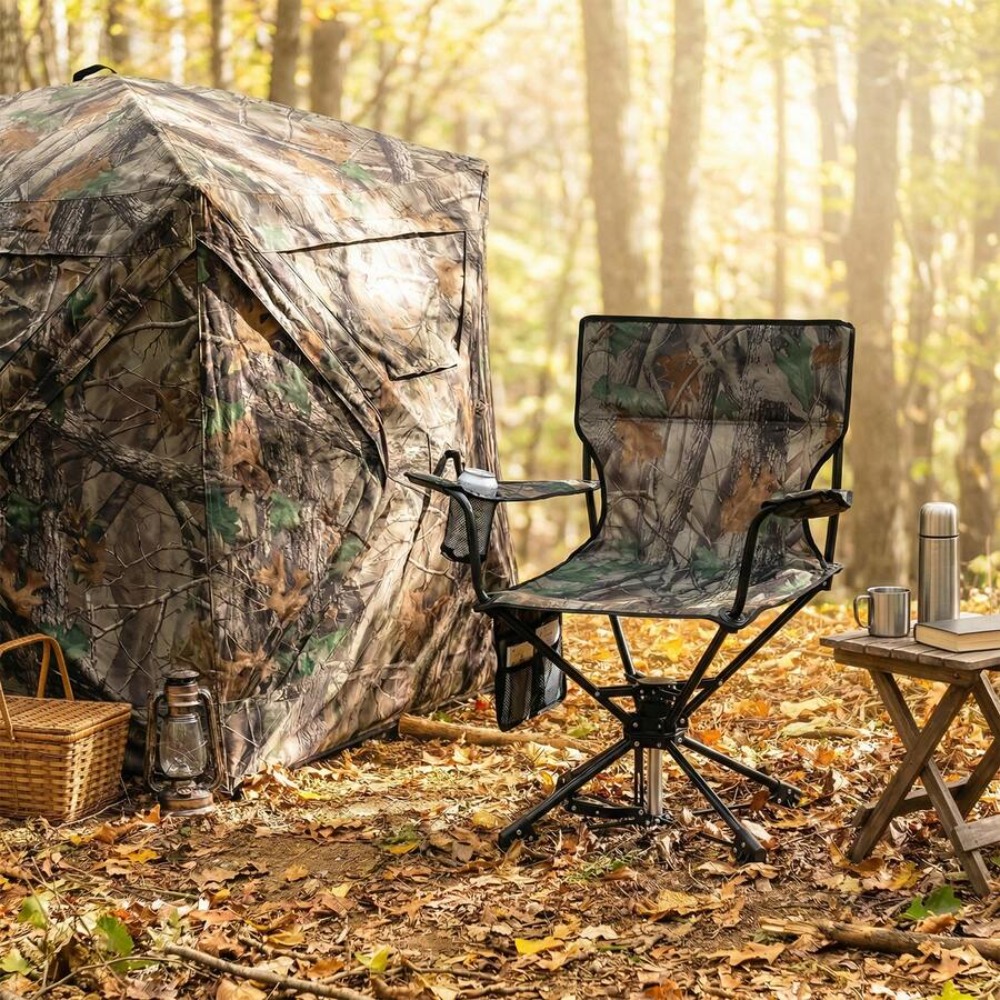 360도 회전 사냥 의자, 패딩 처리된 좌석과 등받이, - Outdoor Hunting Blinds 리뷰 및 가격
